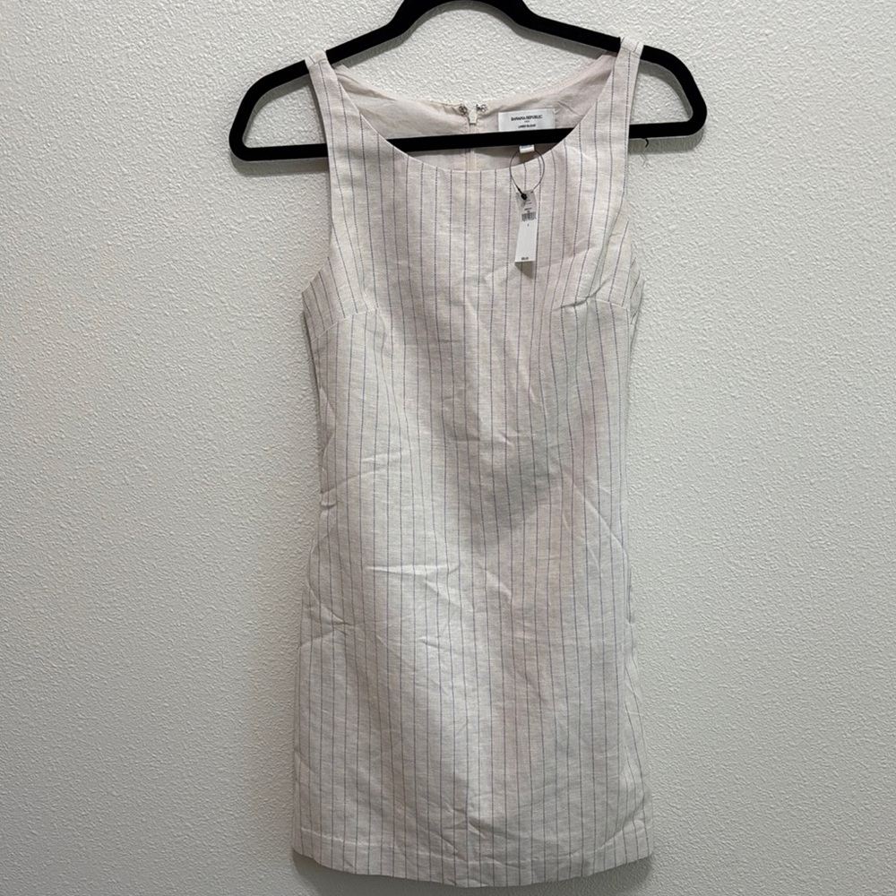 Banana Republic Linen Blend Dress in Cream and Black
